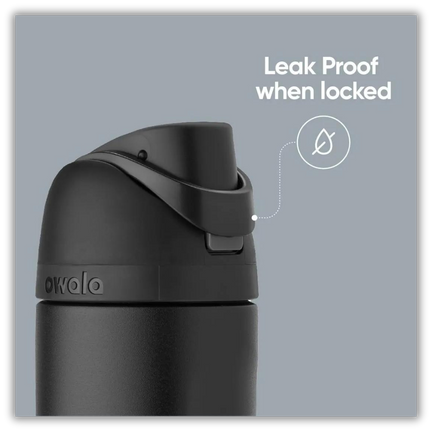 a water bottle with the words "leak proof when locked"