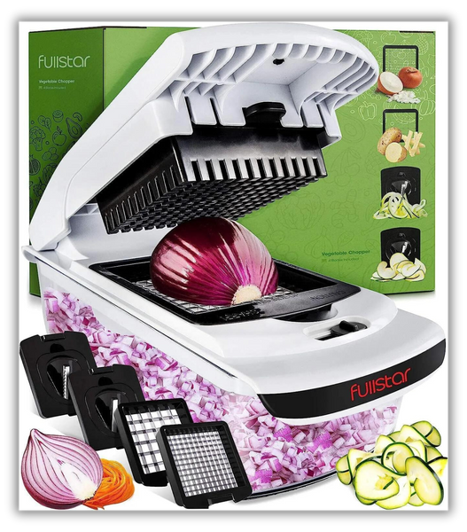 an image of a vegetable slicer with onions and other vegetables